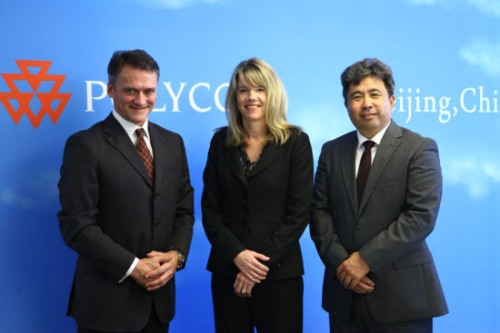 Polycom��̫�^(q��)�����ձȺ����������ޅ^(q��)����Hansjoerg Wagner (��һ)��Polycomȫ���N�ۈ�(zh��)�и�����Tracey Newell(����)��Polycom�Ї��^(q��)����(j��ng)�����(��һ)